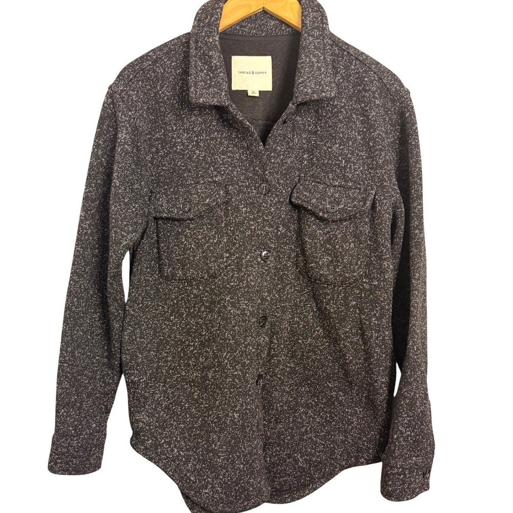 Thread Supply Men's Heathered Charcoal Button‎ Up Shirt Jacket Size Medium